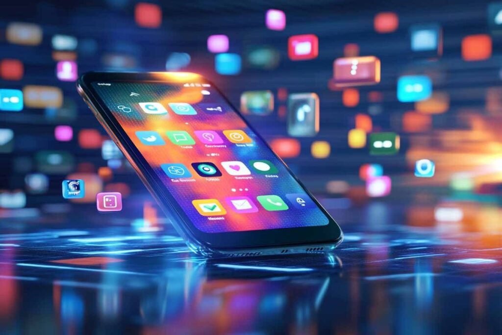 A phone showing app icons
