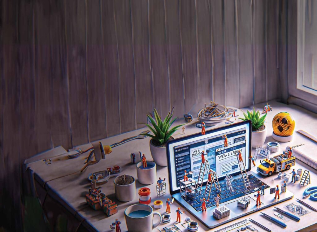 Laptop and design tools on a creative desk